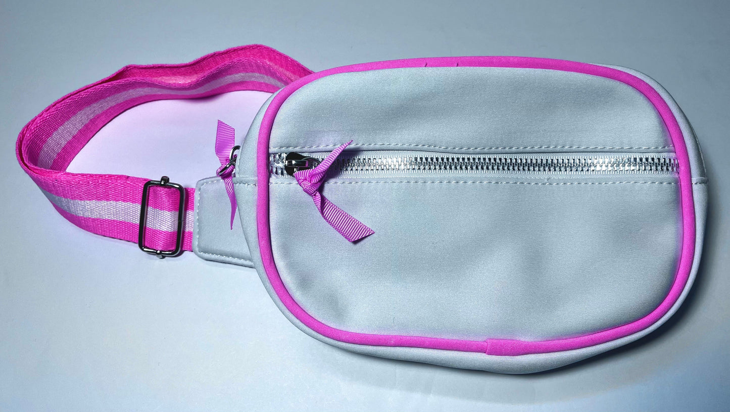 #150 REDUCED girls belt bag. New. Neon Pink and white