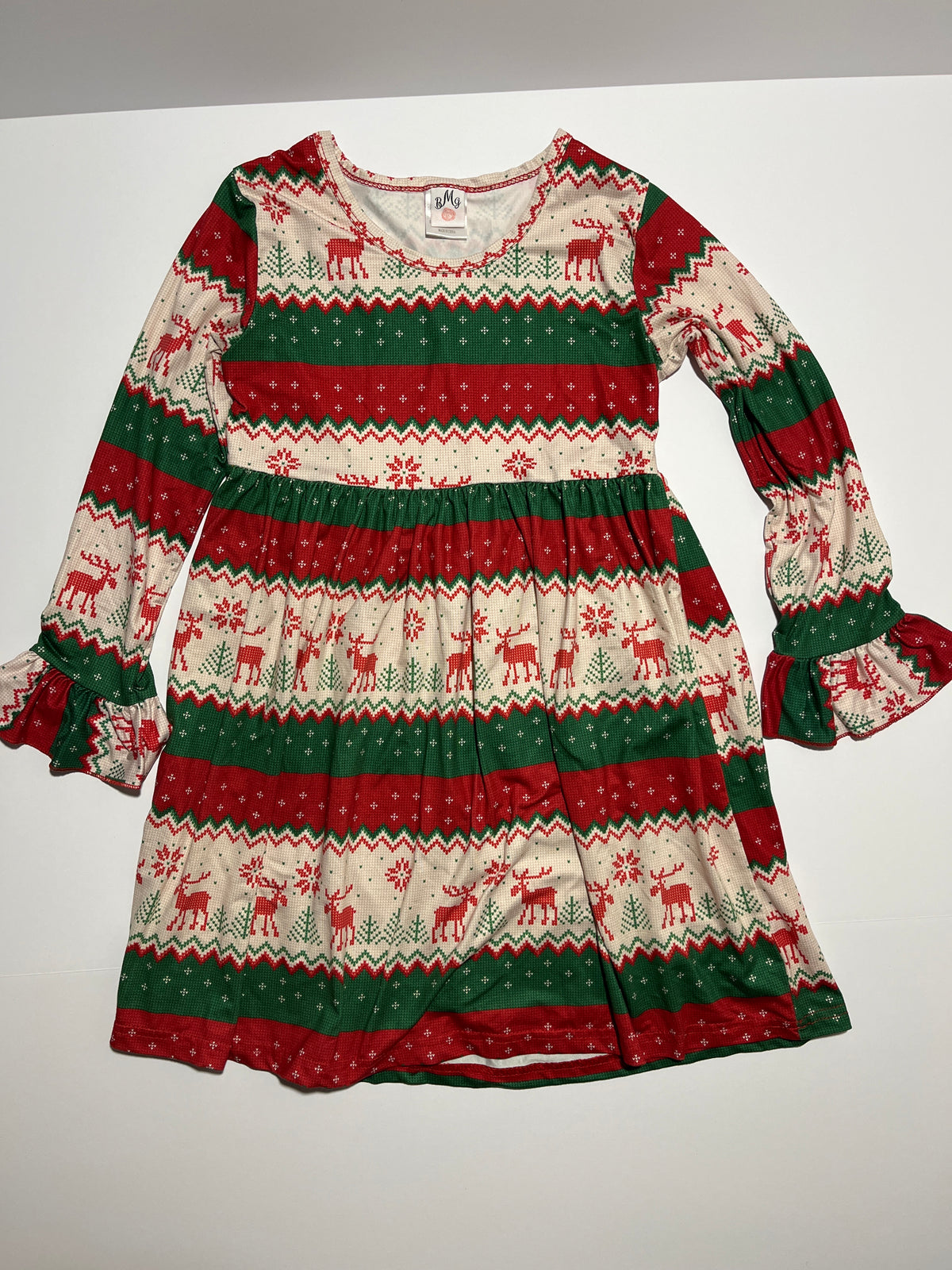 #150 girls Bmg red green moose dress boutique 3xl