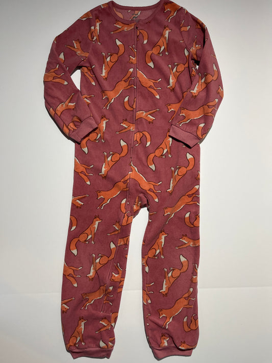 #150 kids 8 carters fleece one piece pajamas mauve fox