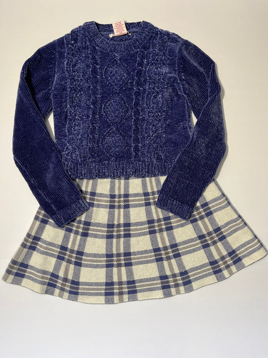 #150 reduced Tommy bahama size 7/8 blue chenille sweater and skirt