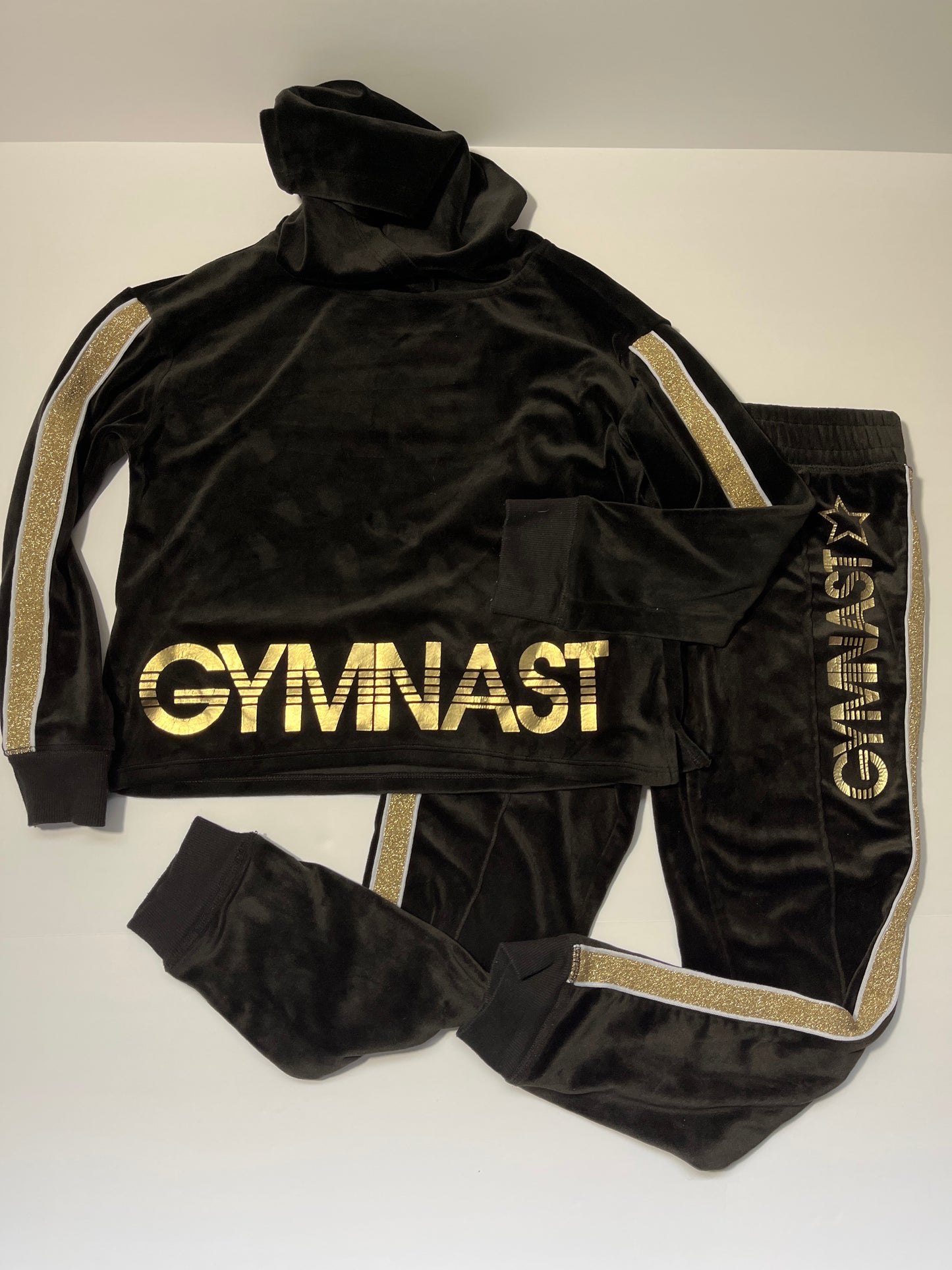 #150 girls size 8 justice black velour gymnast outfit