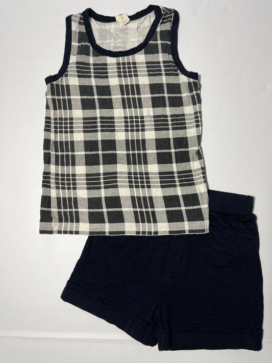 #150 REDUCED boys 4t Kate Quinn bamboo black plaid tank and shorts