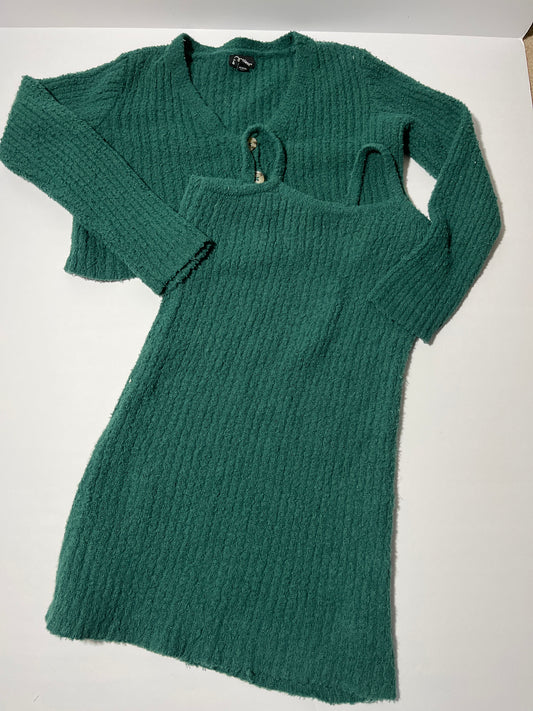 #150 girls size 7/8 art class green dress and sweater
