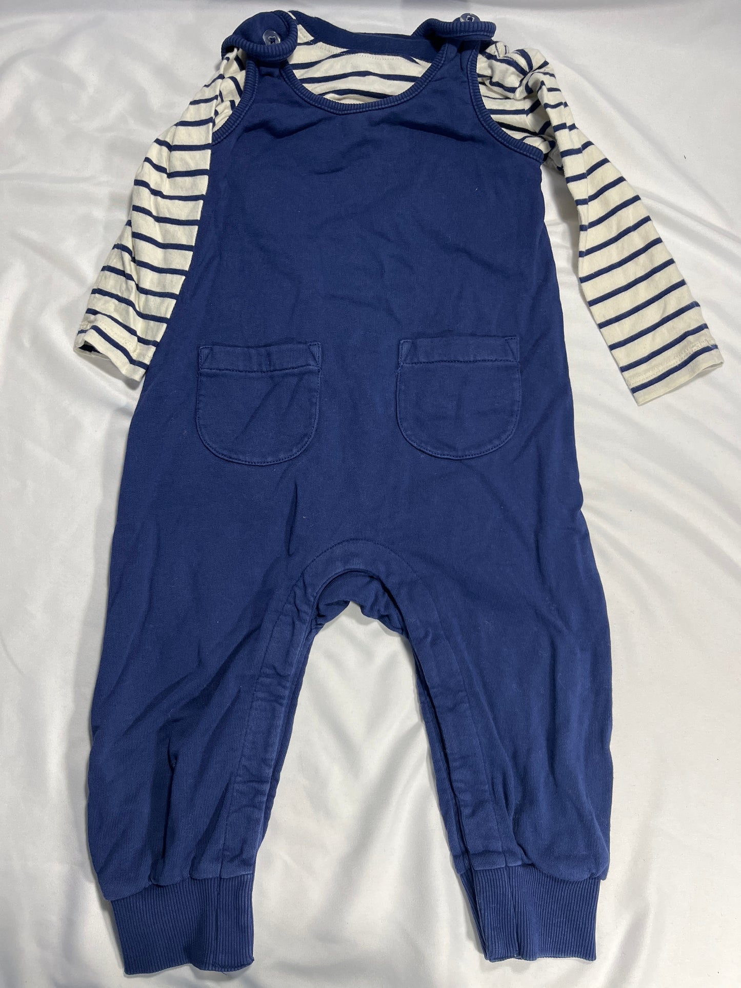 2t Hanna Andersson navy overalls and shirt set
