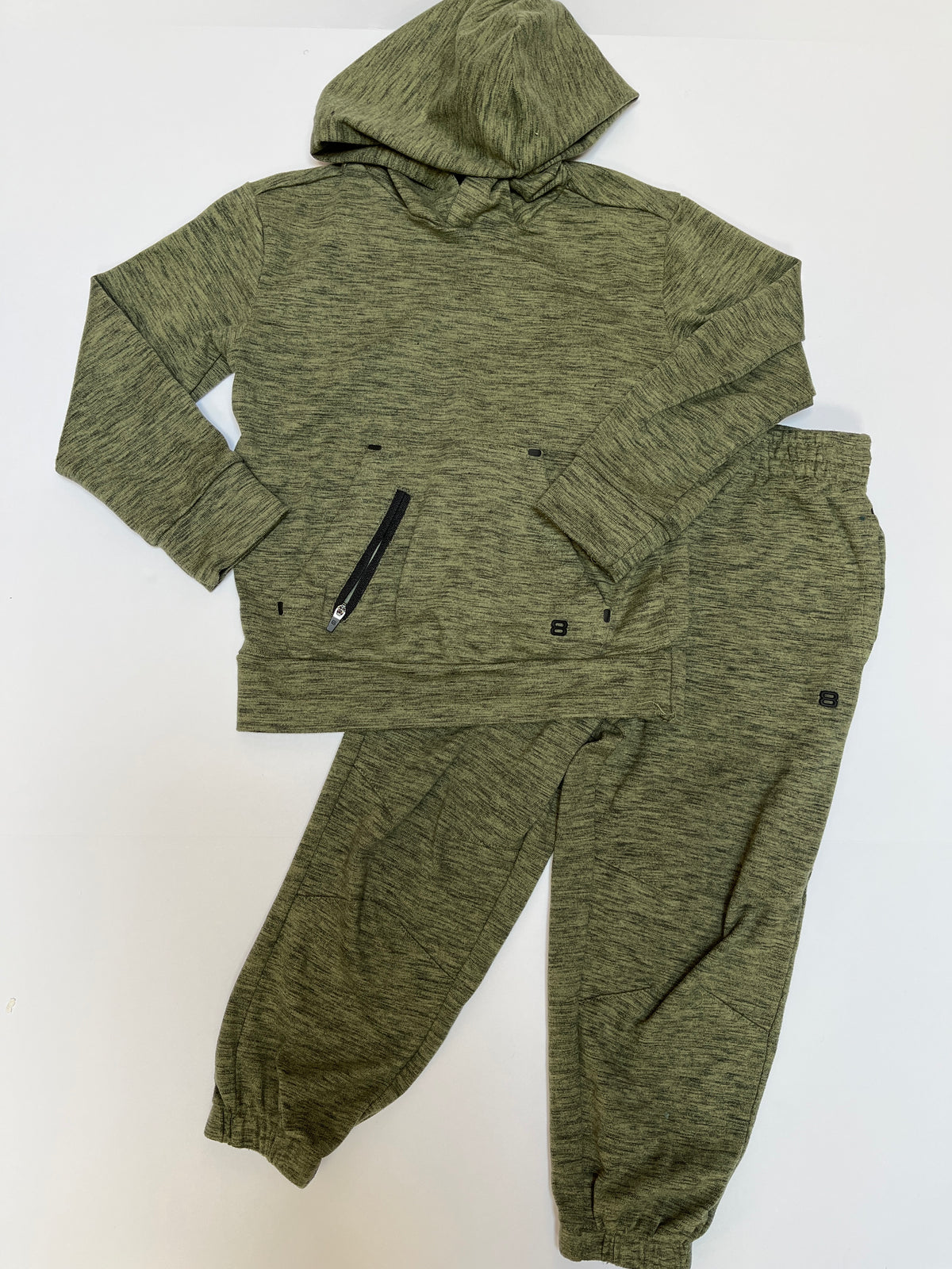 #150 boys 4 layer 8 soft green hoodie and pants set