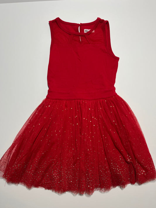 #150 girls medium epic threads, red and gold star dress