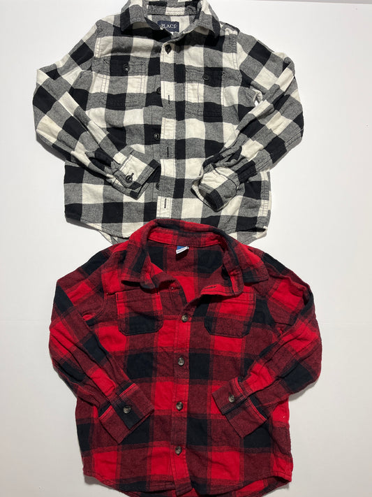 #150 boys children’s place and old navy 5/6 plaid flannel red, black, white