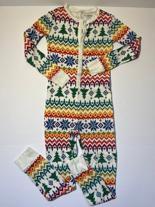 #150 reduced girls size 8 old navy footless onesie pajamas fair isle