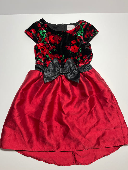 #150 girls 6x/7 children’s place black floral velvet and satin dress