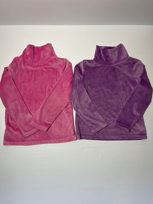 #150 girls 130 (7) velour turtleneck pink and purple