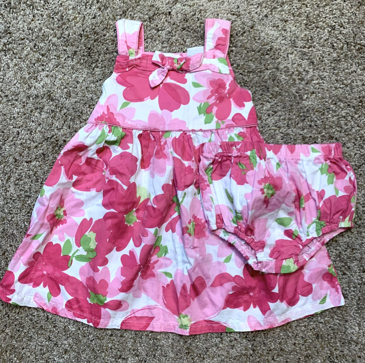 24 month / 2T Pink Floral Dress with Diaper Cover