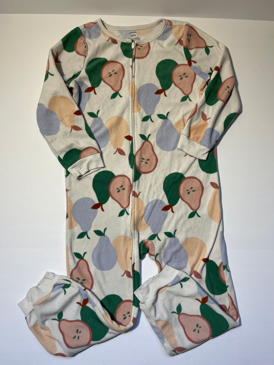 #150 carters girls size 7 fleece footless pear pajamas