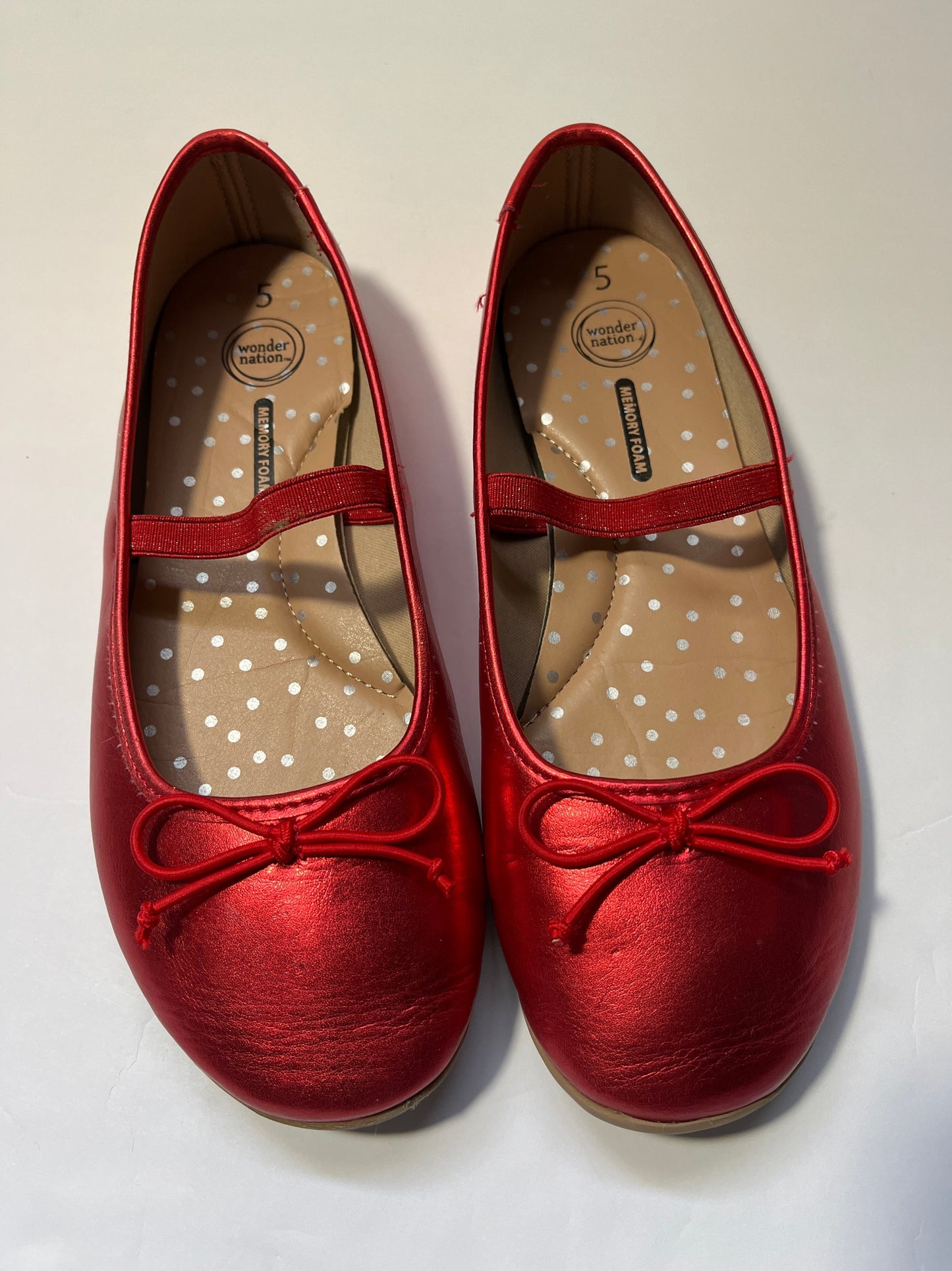 #150 girls size 5 wonder nation red metallic ballet flats