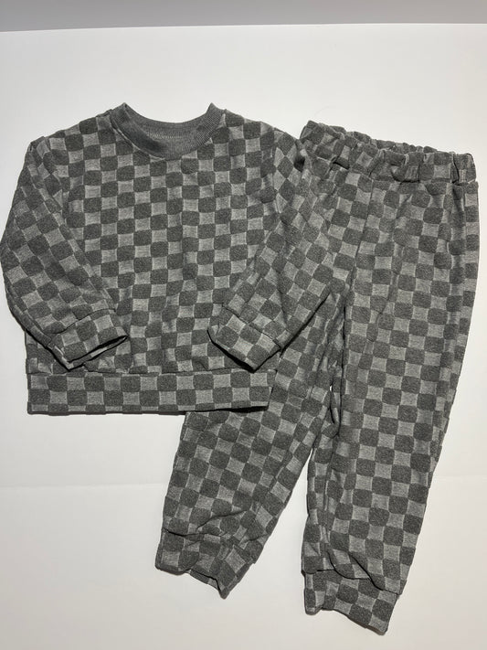#150 boys SHEIN 4y grey plaid outfit