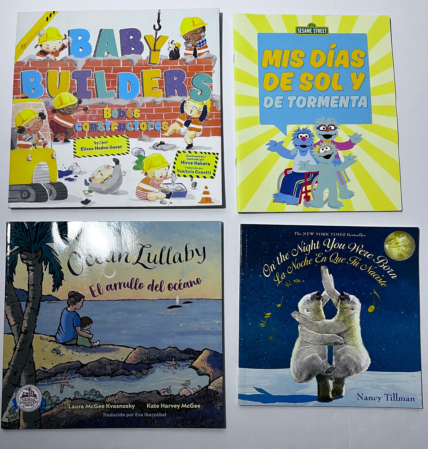 #150 lot 4 bilingual Spanish English books baby, dias, ocean, born