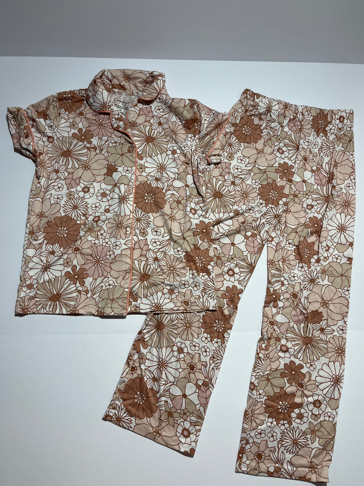 #150 girls 10 Jessica Simpson brown floral pajamas