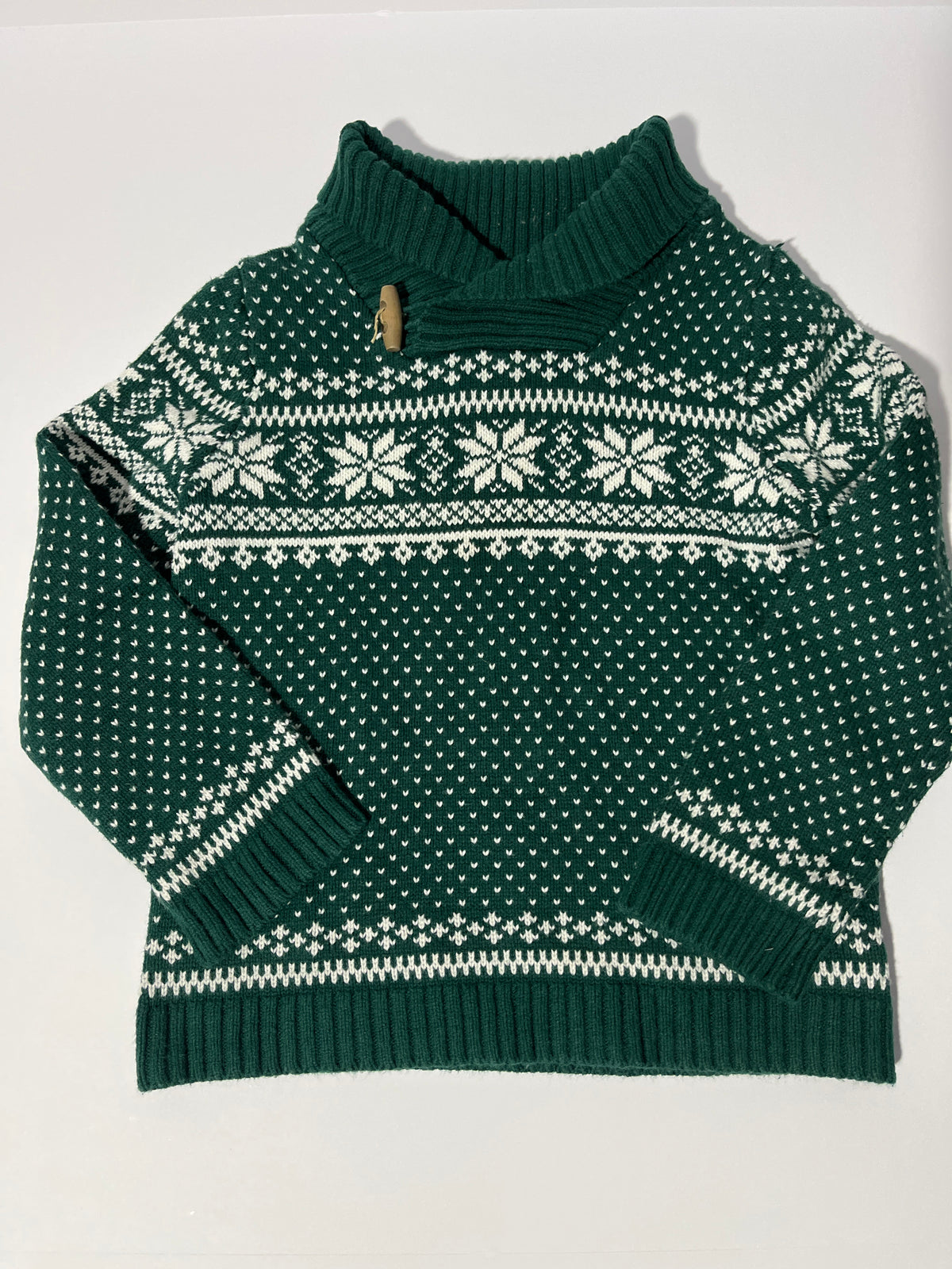 #150 boys size 5/6 tahari green fairisle sweater