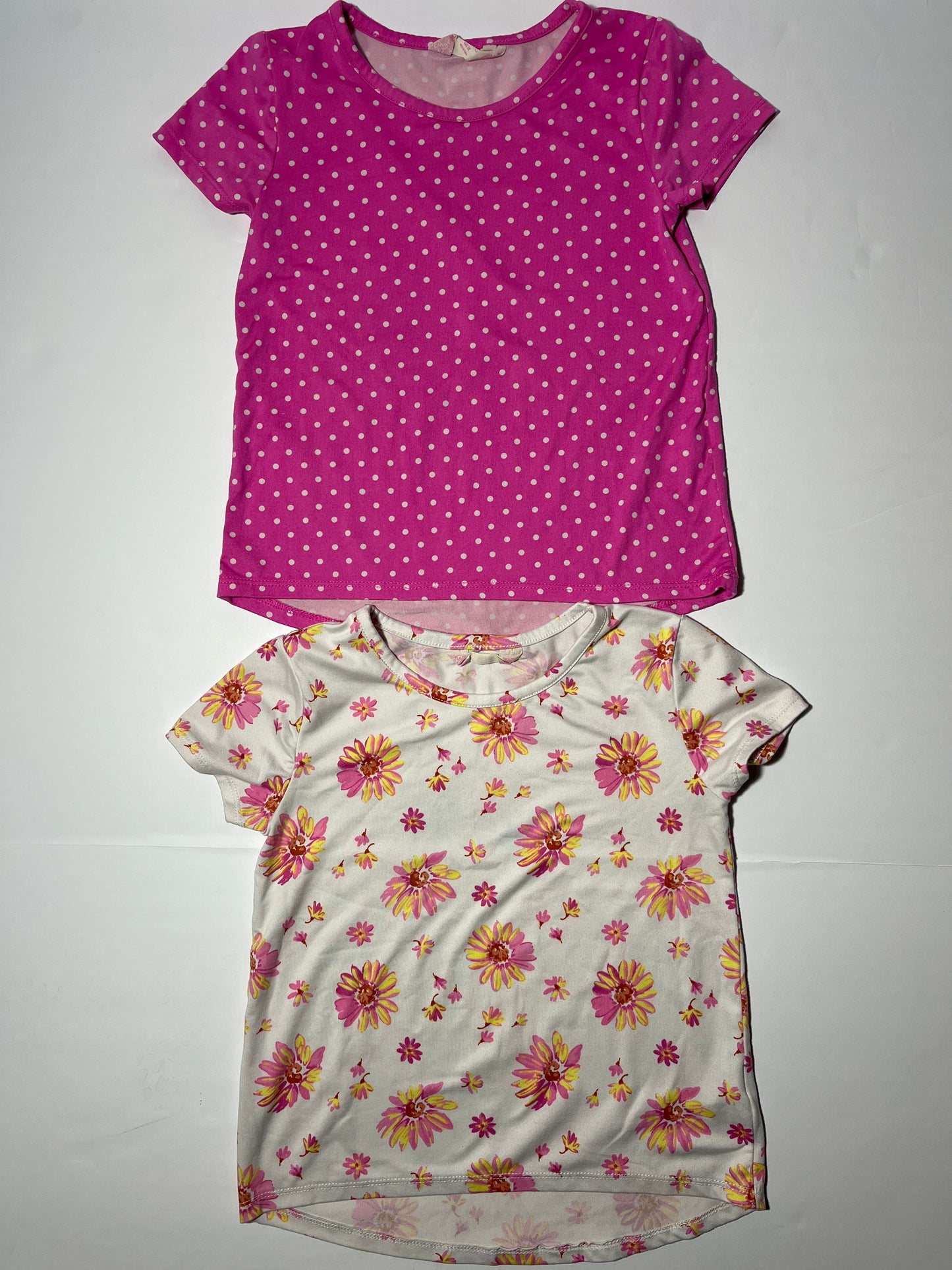 #150 REDUCED girls size 6x bkind soft shirts pink polka dot and pink yellow flower