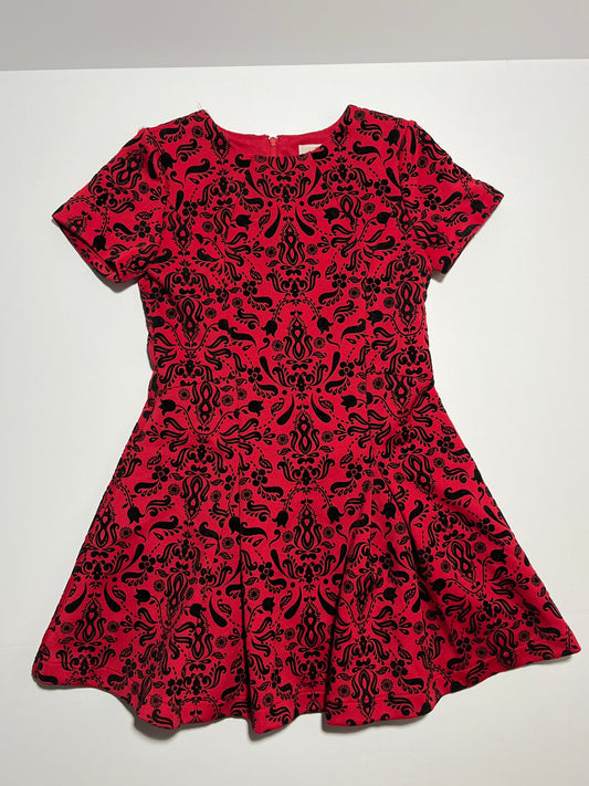 #150 girls 7 GB girls red black velvet flocked fitted dress