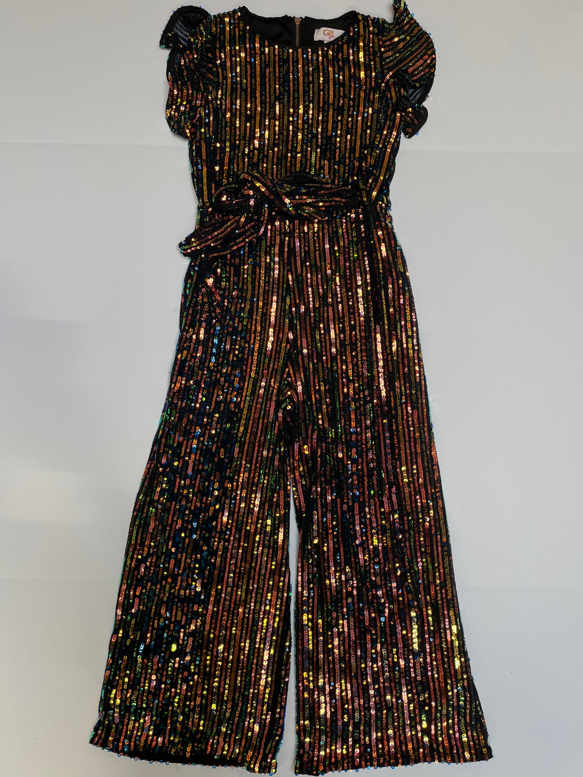 #150 GB girls size 10 sequin jumpsuit gold
