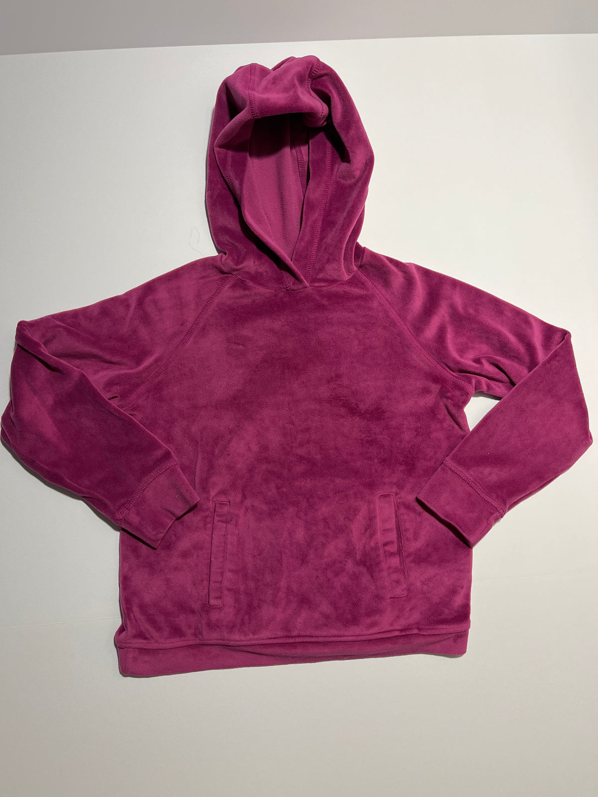 #150 girls 7/8 32 degree velour fuchsia, hooded sweatshirt