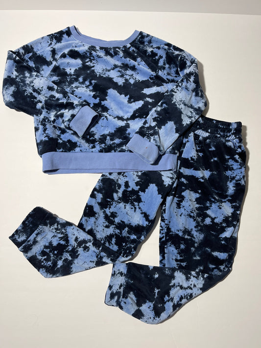 #150 girls size 6/6x art class velour blue splatter sweatsuit