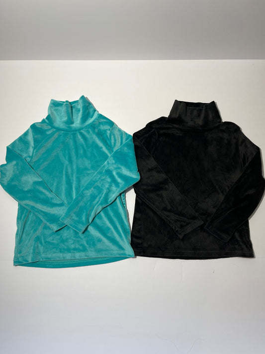 #150 girls 130 (7) velour turtleneck teal and black
