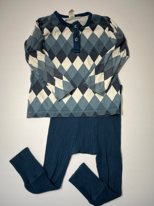 #150 boys 4t Kate Quinn blue diamond shirt and pants set
