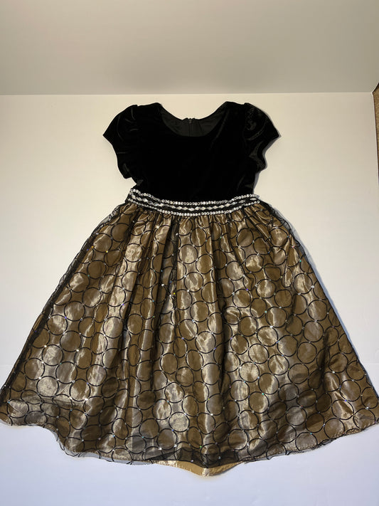 #150 girls 6 Jayne copeland fancy party dress black gold