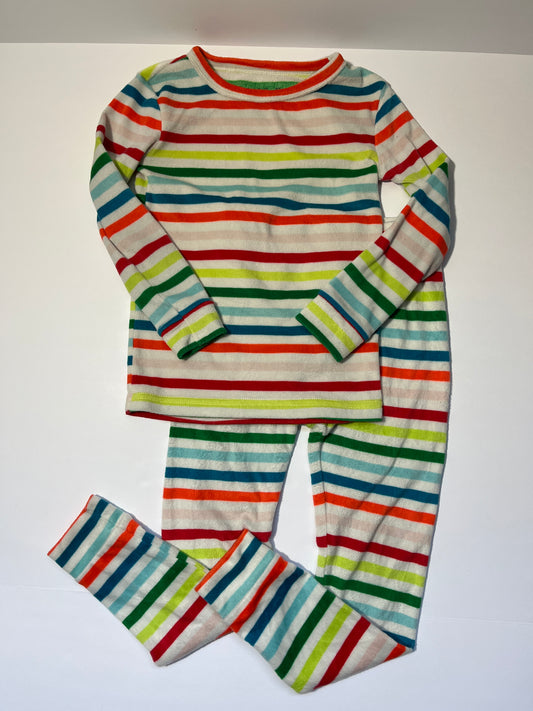 #150 girls size 4 soft snuggly pajamas striped white
