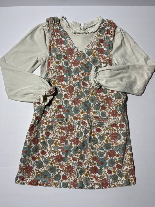 #150 girls Tommy bahama size 8 brown teal floral corduroy jumper and shirt