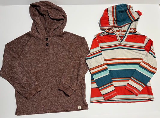 #150 boys size 4t hooded long sleeve shirts tea collection red blue stripe, maroon easy peasy