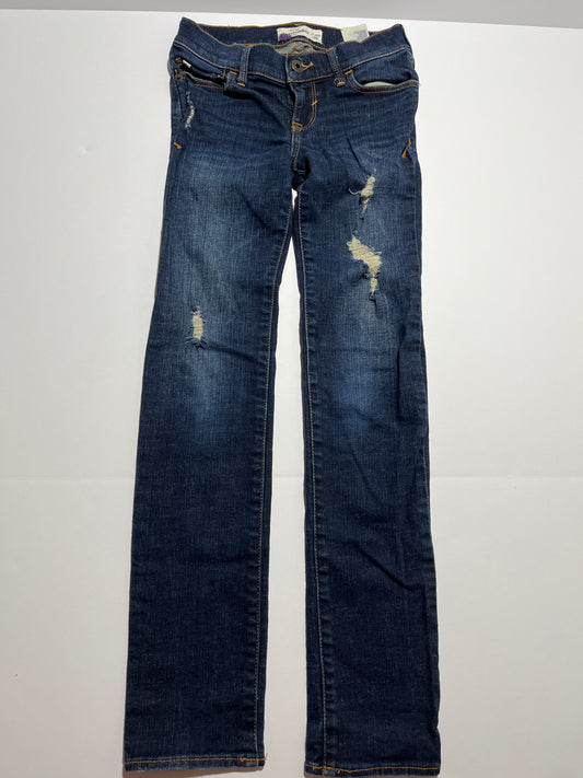 #150 girls 12 slim Abercrombie kids distressed dark wash skinny jeans