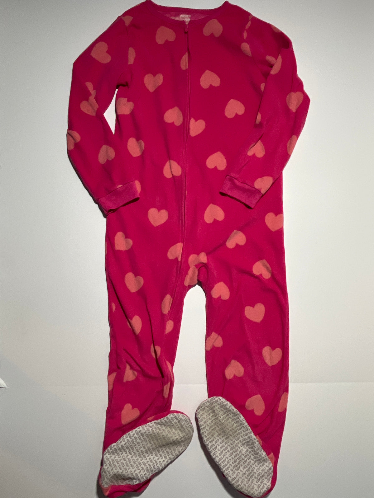 #150 girls 10 carters footie pajamas pink hearts