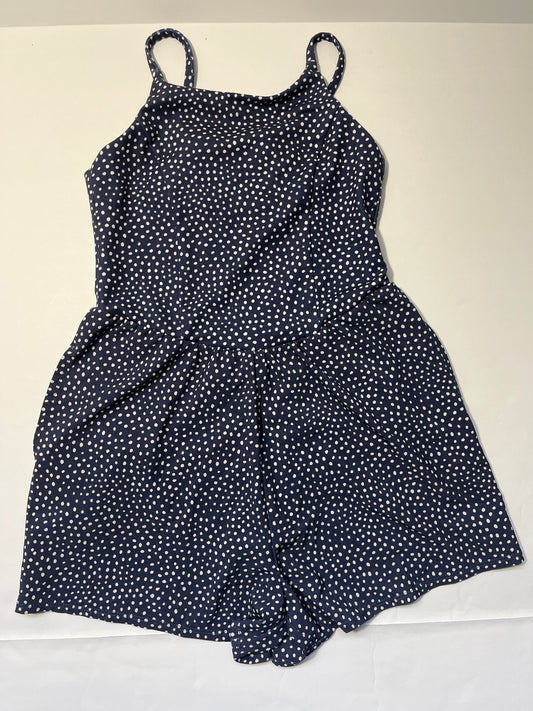 #150 girls size 8 all in motion athletic romper navy polka dots
