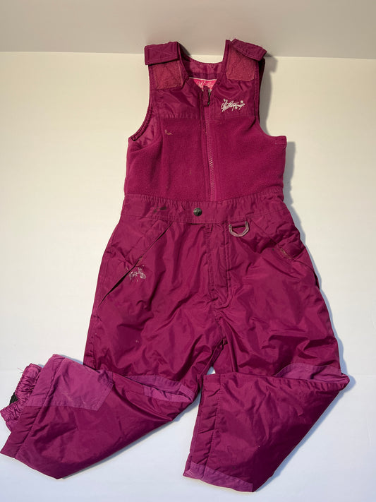 #150 girls size 5 weatherproof snow bib overalls pink