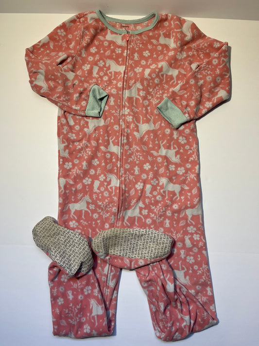 #150 girls size 7 carters footie pink unicorn pajamas