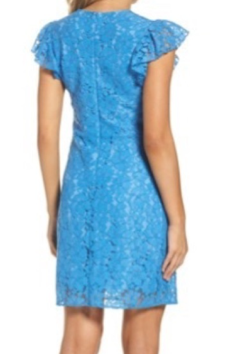 Reduced Seller #62 Women's Charles Henry Blue lace keyhole short sleeve dress sz 10 EUC