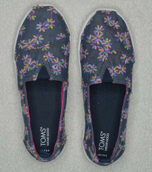 #31 Girls' Embroidered Toms Alpargata Shoes, Size 3.5