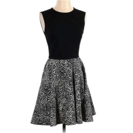 DVF Diane Von Furstenberg Colorblock Mini Dress Womens Size 6 Black White Fit & Flare EUC PPU 45208 or Spring Sale
