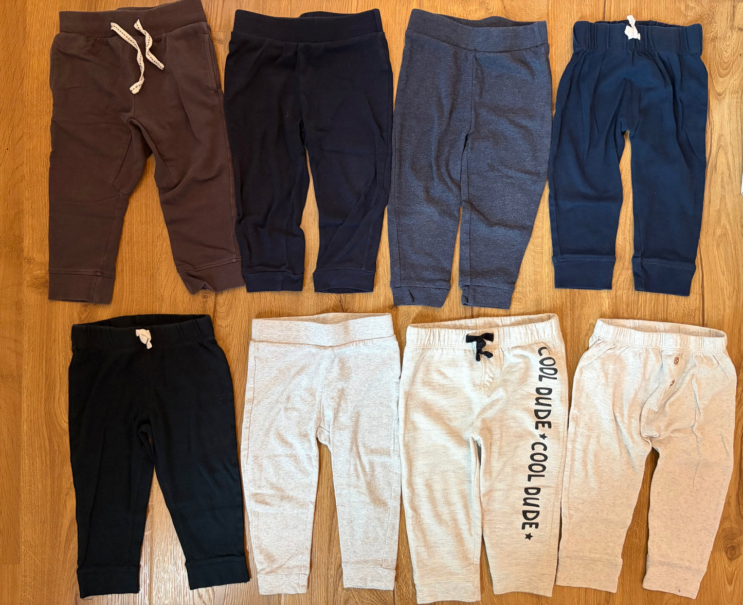 #6 - Assorted Brands Boys Pants, Grey, Navy, Black  (pack of 8)- 18 months