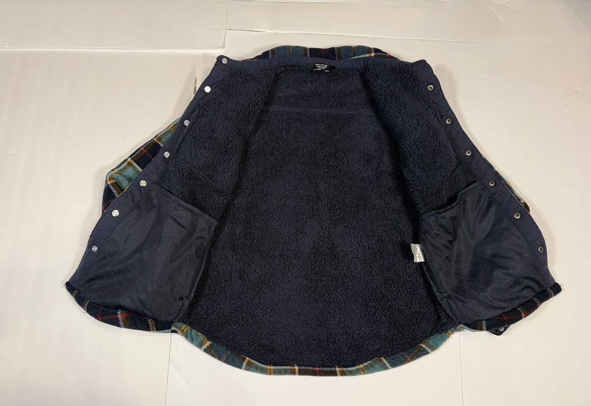 #141 Boys Large 10/12 Navy Plaid Member's mark Sherpa Lined Fleece jacket