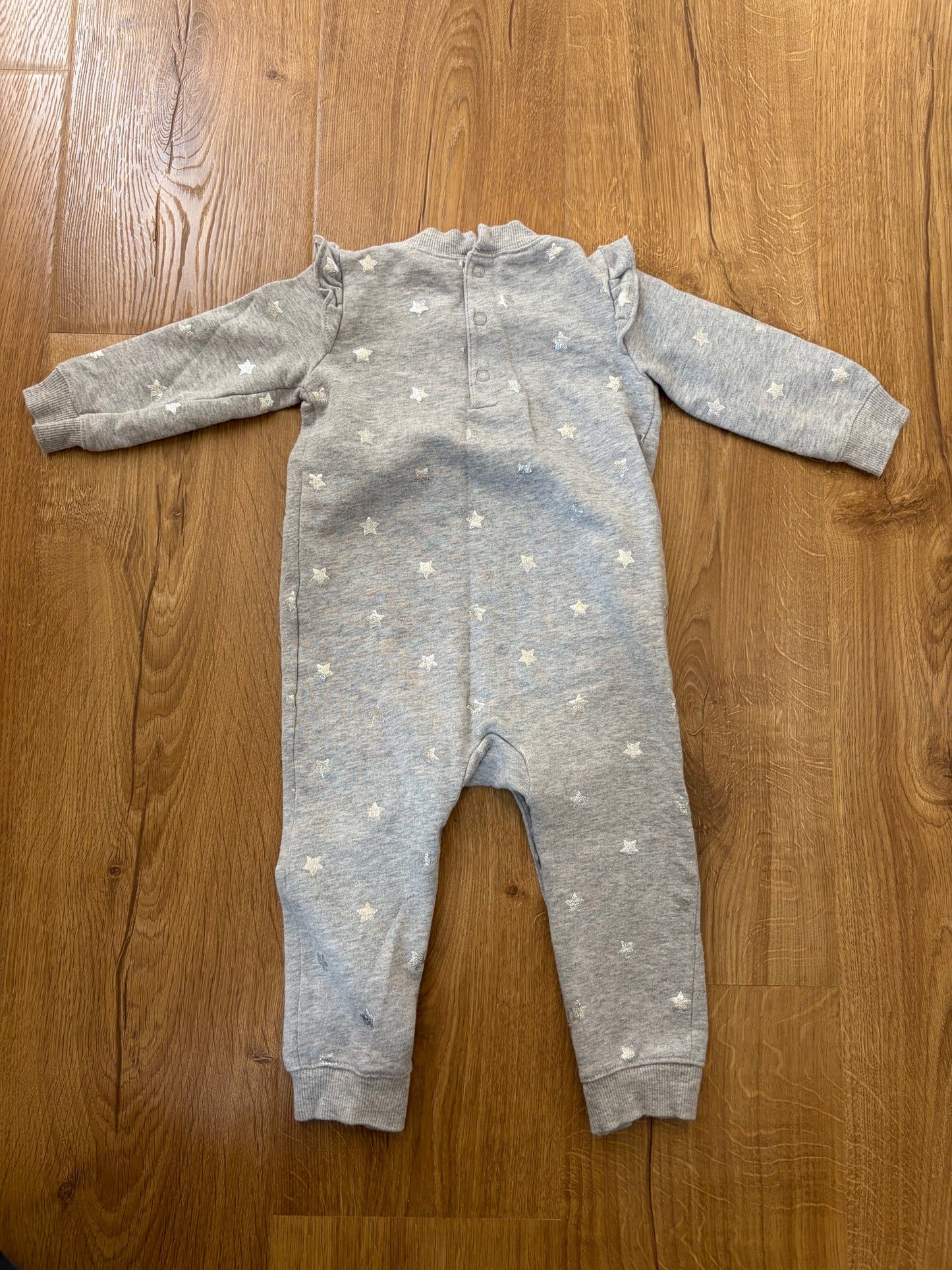 #6 - Carters Girls Grey Romper with Stars - 18 months