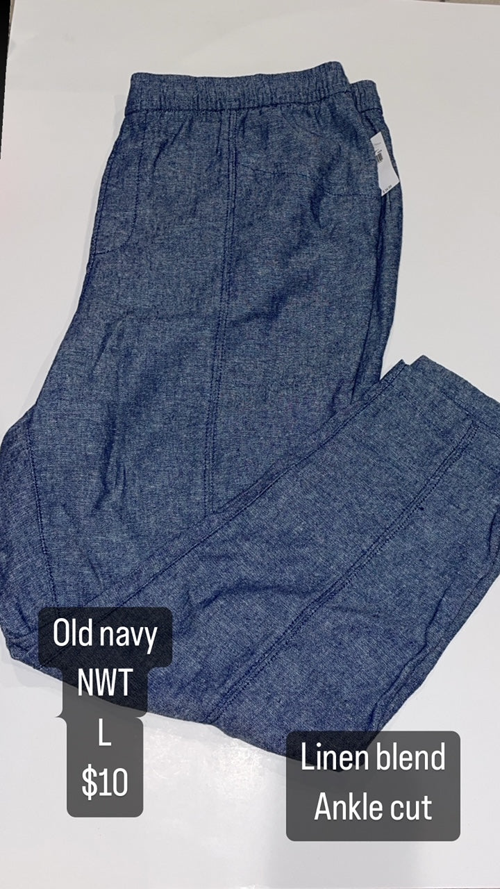 Old Navy L linen blend ankle cut pants