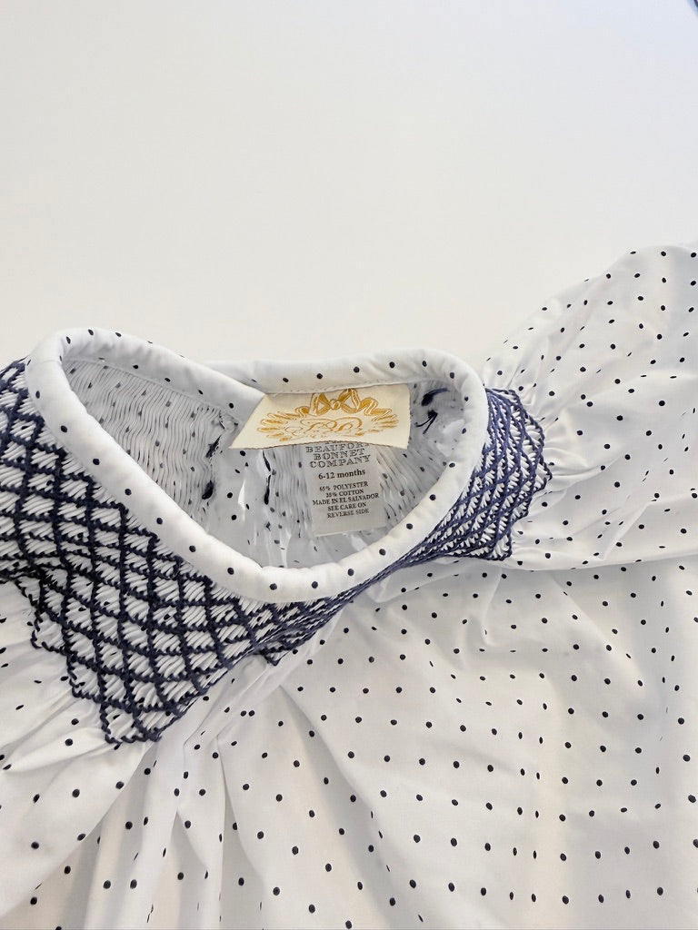 (#25) TBBC | NWOT | 6-12 | smocked polka-dot | 45227