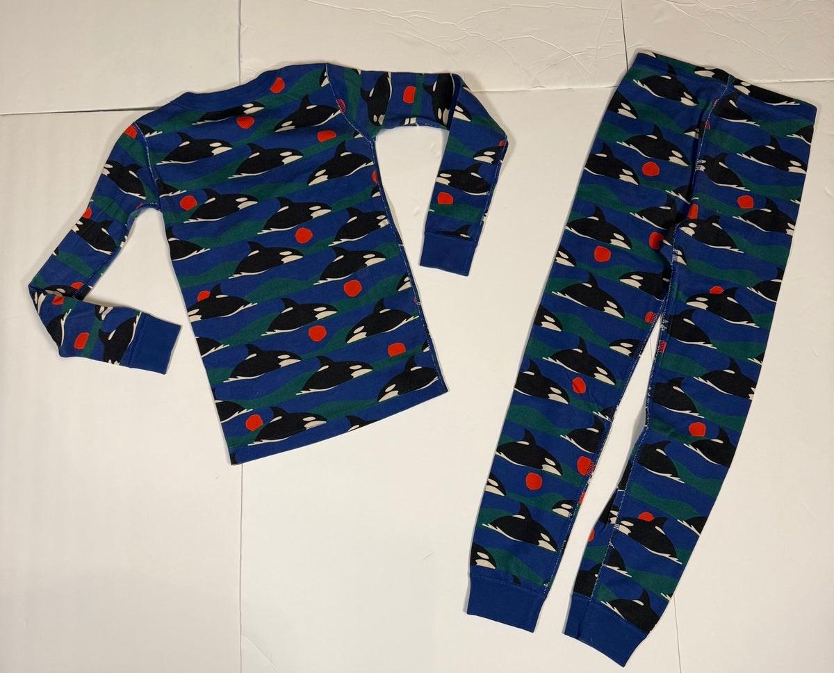 #141 Unisex Size 6-7 (120) Hanna Andersson Orca Long Sleeve Pajamas