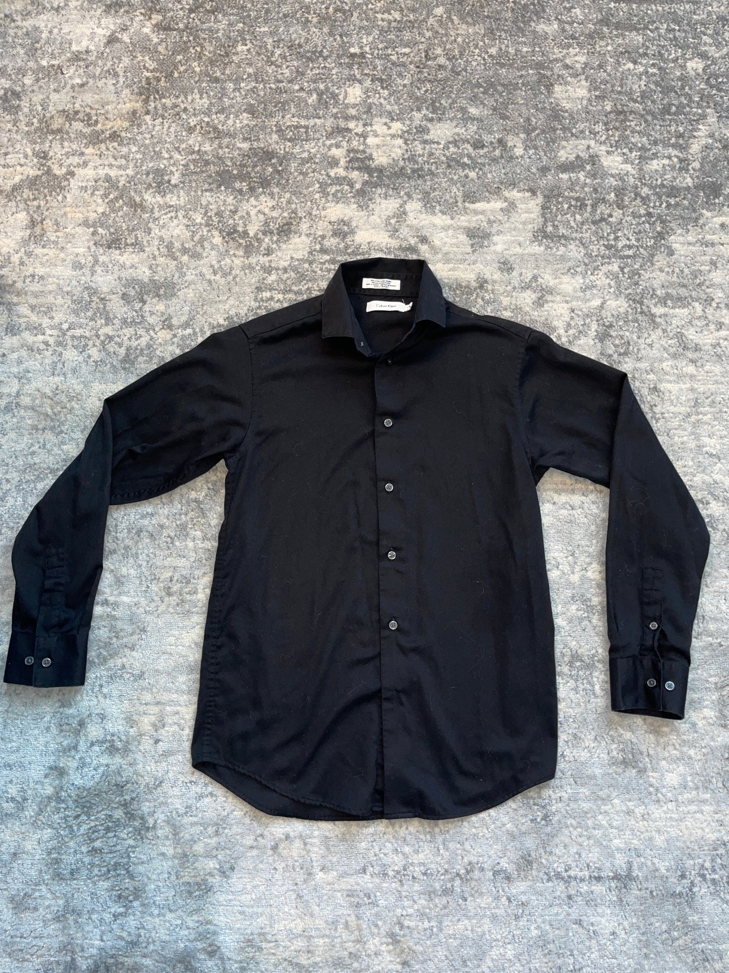 Calvin Klein Boys Black Sateen Dress Long-Sleeved Button-Down Shirt size 14- PPU Montgomery
