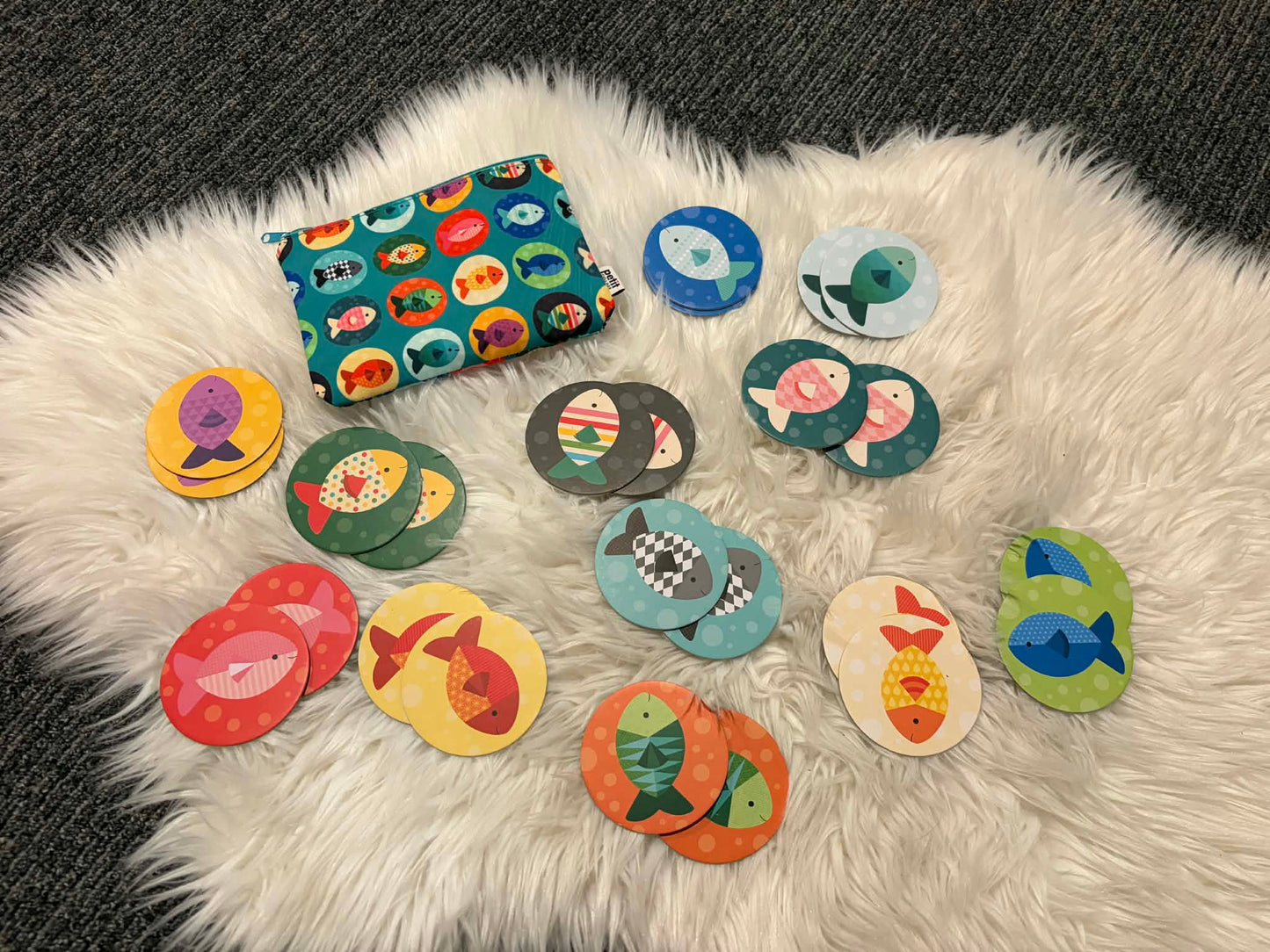 #196 Petit Collage Fish Matching Game with Pouch (Great for Travel and Restaurants!)