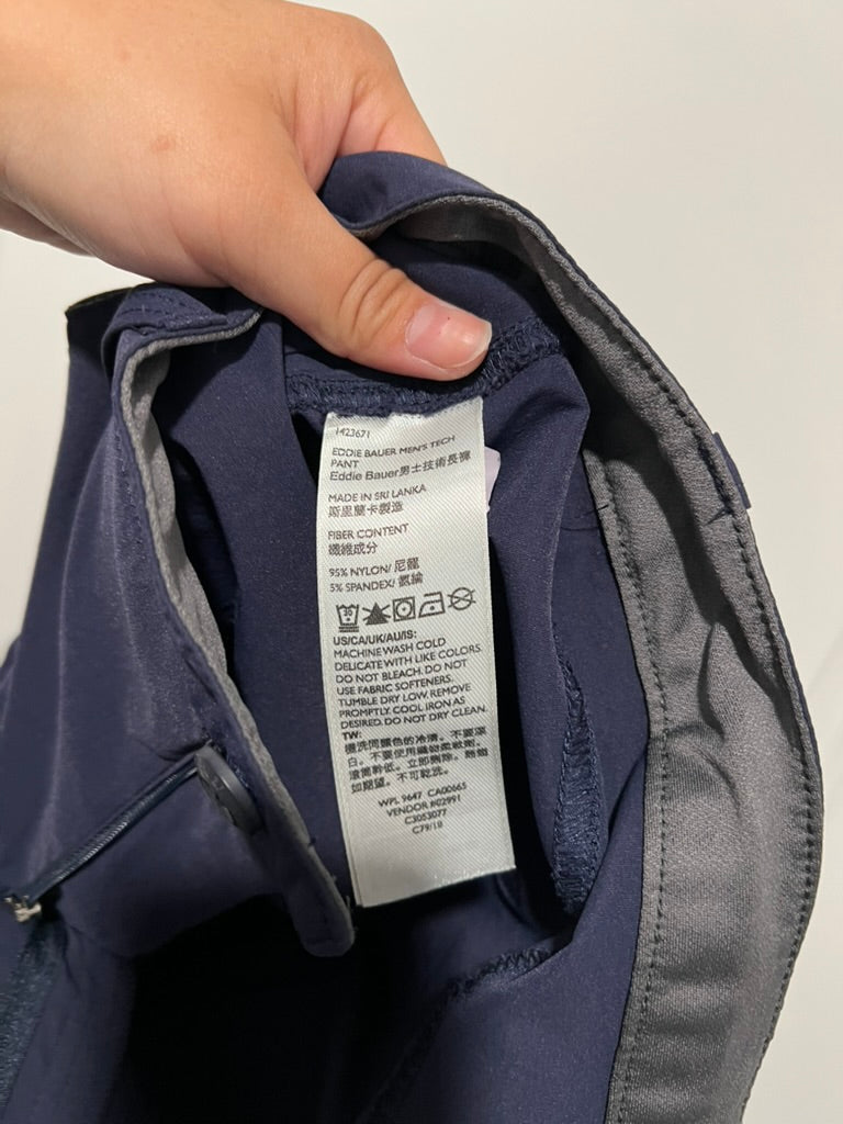 Seller #76 - Eddie Bauer Tech Pants Men's Nylon Stretch Straight Leg - Navy Blue - 32x32