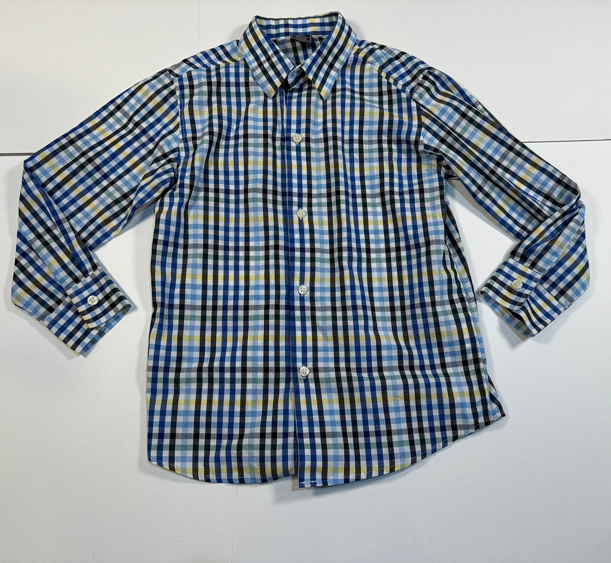 #141 Boys Medium 8 Izod Blue Plaid Button Down 1 of 2 available